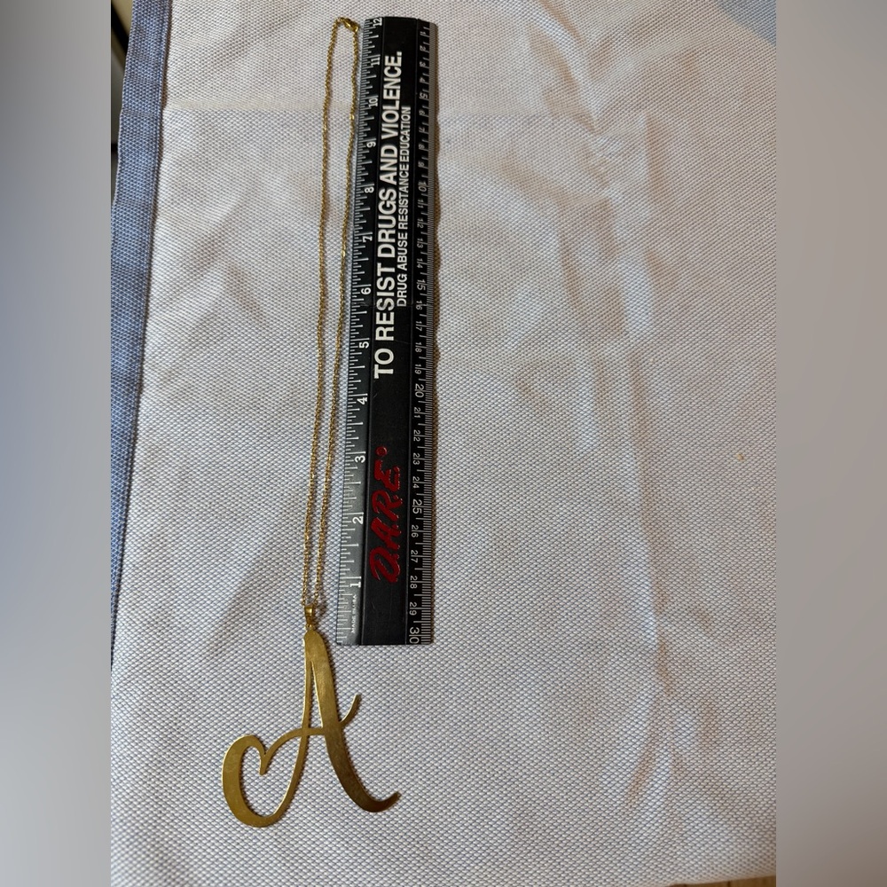 Gold Script Initial A Pendant Necklace - image 2
